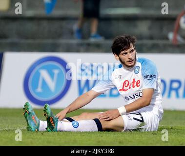 3rd August 2022; Patin Stadium, Castel Di Sangro, Italy; Friendly football, SSC Napoli versus Girona FC: Khvicha Kvaratskhelia of Napoli Stock Photo