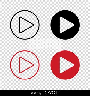 Play icons, video play button isolated on white background. Stock Vector