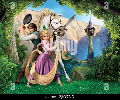 FLYNN RIDER, RAPUNZEL, MAXIMUS, TANGLED , 2010 Stock Photo