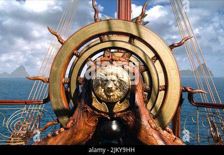 DAWN TREADER SHIP'S HELM, THE CHRONICLES OF NARNIA: THE VOYAGE OF THE DAWN TREADER, 2010 Stock Photo