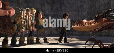 FISHLEGS,RUFFNUT,ASTRID,SNOTLOUT,HICCUP, HOW TO TRAIN YOUR DRAGON, 2010 Stock Photo