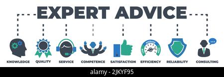EXPERT ADVICE Concept with icons and signs Stock Vector