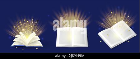 Mystery Open Book With Shining Pages Fantasy Book With Magic Light Sparkles  And Stars Vector Illustration Stock Illustration - Download Image Now -  iStock