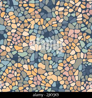 Bright seamless floor pattern of round sea pebbles Stock Vector