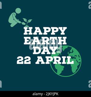 Happy Earth Day on April 22 Illustration with World Map Environment in ...