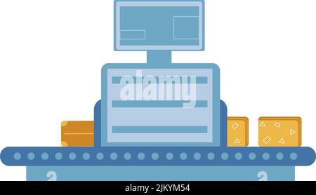 Luggage scanner in airport semi flat color vector object Stock Vector
