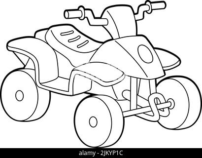 Quad Bike Vehicle Coloring Page for Kids Stock Vector