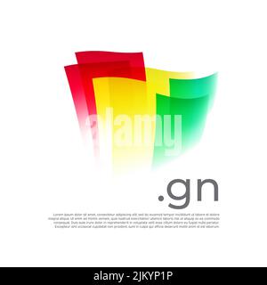 Guinea flag. Vector stylized design national poster on a white background. Guinean flag painted with abstract brush strokes with gn domain, place Stock Vector