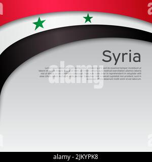 Abstract waving Syria flag. National syrian poster. Creative background design of patriotic holiday card. State syria patriotic cover, flyer. Paper Stock Vector