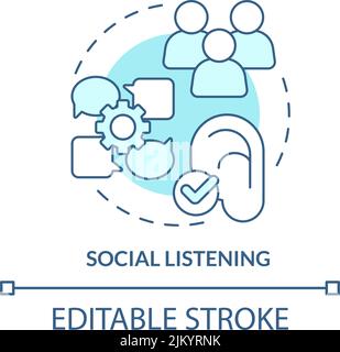 Social listening turquoise concept icon Stock Vector