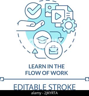 Learn in flow of work turquoise concept icon Stock Vector