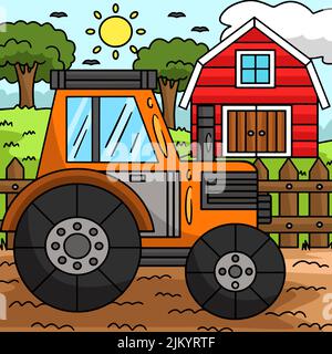 Tractor Vehicle Colored Cartoon Illustration Stock Vector