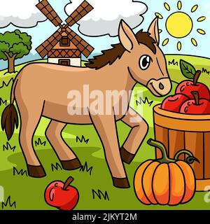 Donkey Animal Colored Cartoon Illustration Stock Vector