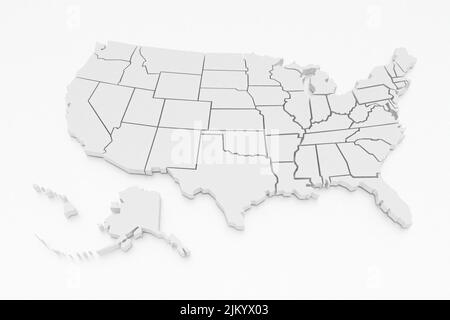 a 3D rendered map of USA Stock Photo