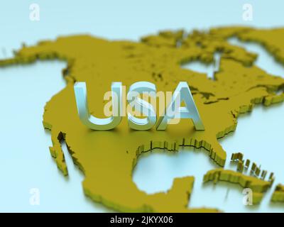 a 3D rendered map of USA Stock Photo