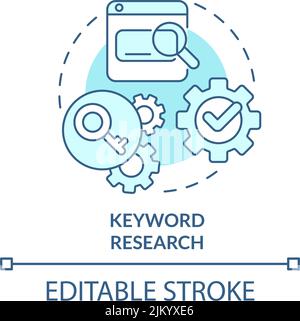 Keyword research turquoise concept icon Stock Vector