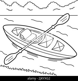 Kayak Vehicle Coloring Page for Kids Stock Vector