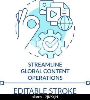 Streamline global content operations turquoise concept icon Stock Vector