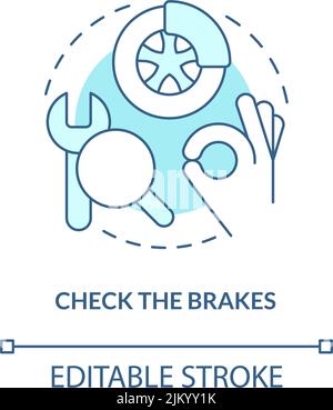 Check brakes turquoise concept icon Stock Vector