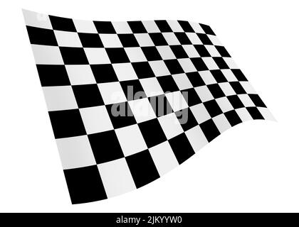 Chequered waving flag graphic with clipping path 3d illustration Stock Photo