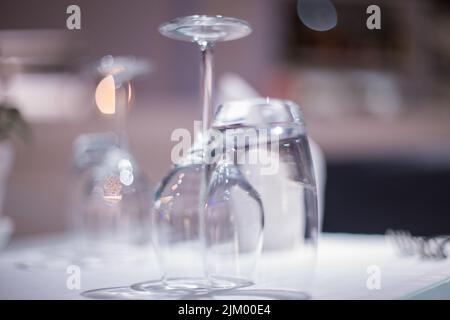 Few empty wineglasses on the table Stock Photo