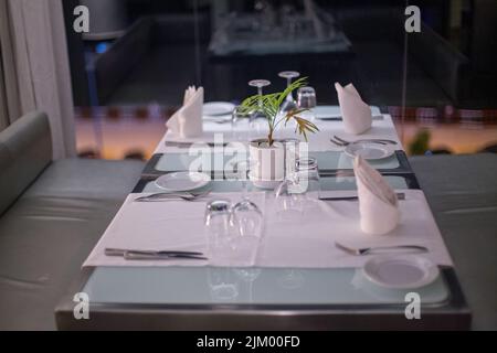 Few empty wineglasses on the table Stock Photo