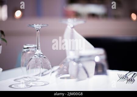 Few empty wineglasses on the table Stock Photo