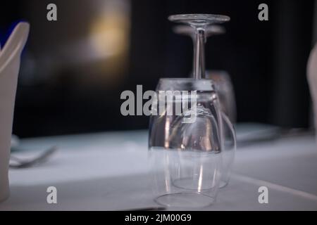 Few empty wineglasses on the table Stock Photo