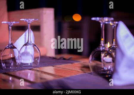 Few empty wineglasses on the table Stock Photo