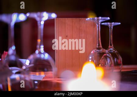Few empty wineglasses on the table Stock Photo