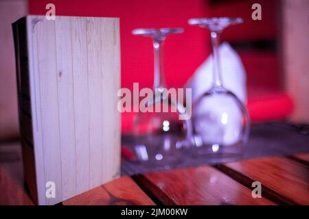 Few empty wineglasses on the table Stock Photo