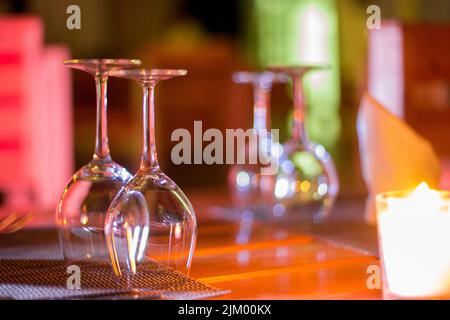 Few empty wineglasses on the table Stock Photo