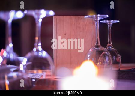 Few empty wineglasses on the table Stock Photo
