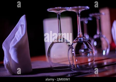 Few empty wineglasses on the table Stock Photo