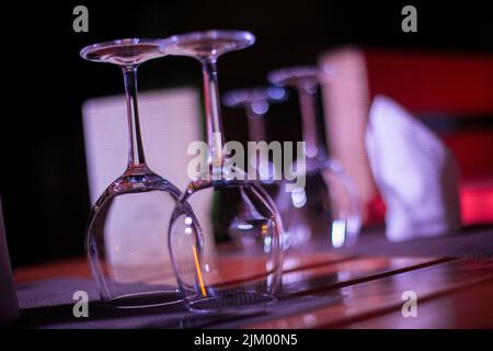 Few empty wineglasses on the table Stock Photo