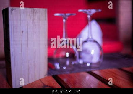 Few empty wineglasses on the table Stock Photo