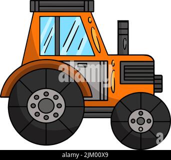 Tractor Vehicle Cartoon Colored Clipart Stock Vector