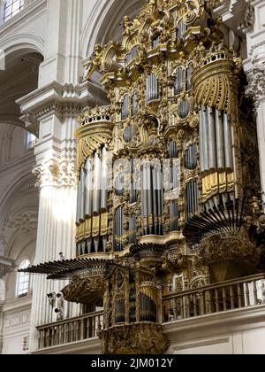 Granada, Spain, 04-11-2022. Image in Cathedral of Granada. Organ of 1561. Stock Photo