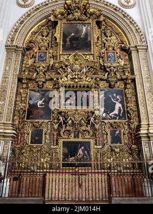 Granada, Spain, 04-11-2022. Image in Cathedral of Granada. Altarpiece of Jesus Nazarene. Stock Photo
