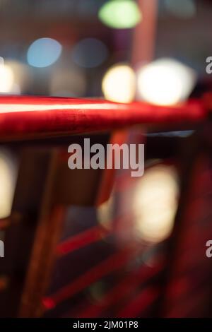 Christmas in Dubai Night Bokeh Red Railing Stock Photo