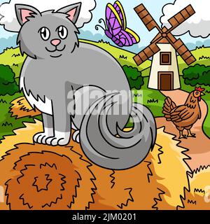 Cat Animal Colored Cartoon Illustration Stock Vector