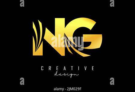 Creative golden letter NG n g logo with leading lines and road concept design. Letters with geometric design. Vector Illustration with letter and crea Stock Vector