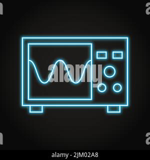 Oscilloscope neon icon in line style. Physics equipment symbol. Vector illustration. Stock Vector