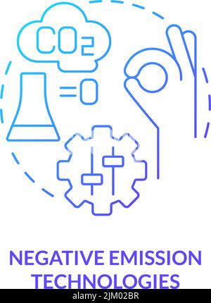 Negative emission technologies blue gradient concept icon Stock Vector