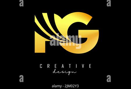 Creative golden letter Pg p g logo with leading lines and road concept design. Letters with geometric design. Vector Illustration with letter and crea Stock Vector