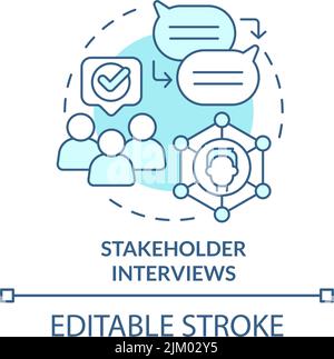 Stakeholder interviews turquoise concept icon Stock Vector