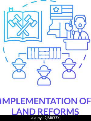 Implementation of land reforms blue gradient concept icon Stock Vector