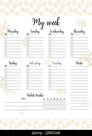 Weekly planner template and to do list with different cute cats Stock  Vector Image & Art - Alamy