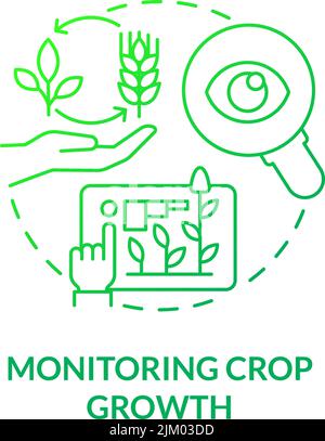 Monitoring crop growth green gradient concept icon Stock Vector