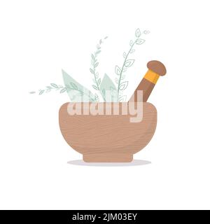 Wooden mortar illustration Stock Vector